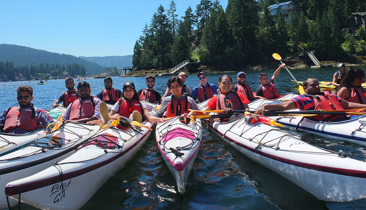 Students kayaking in Vancouver